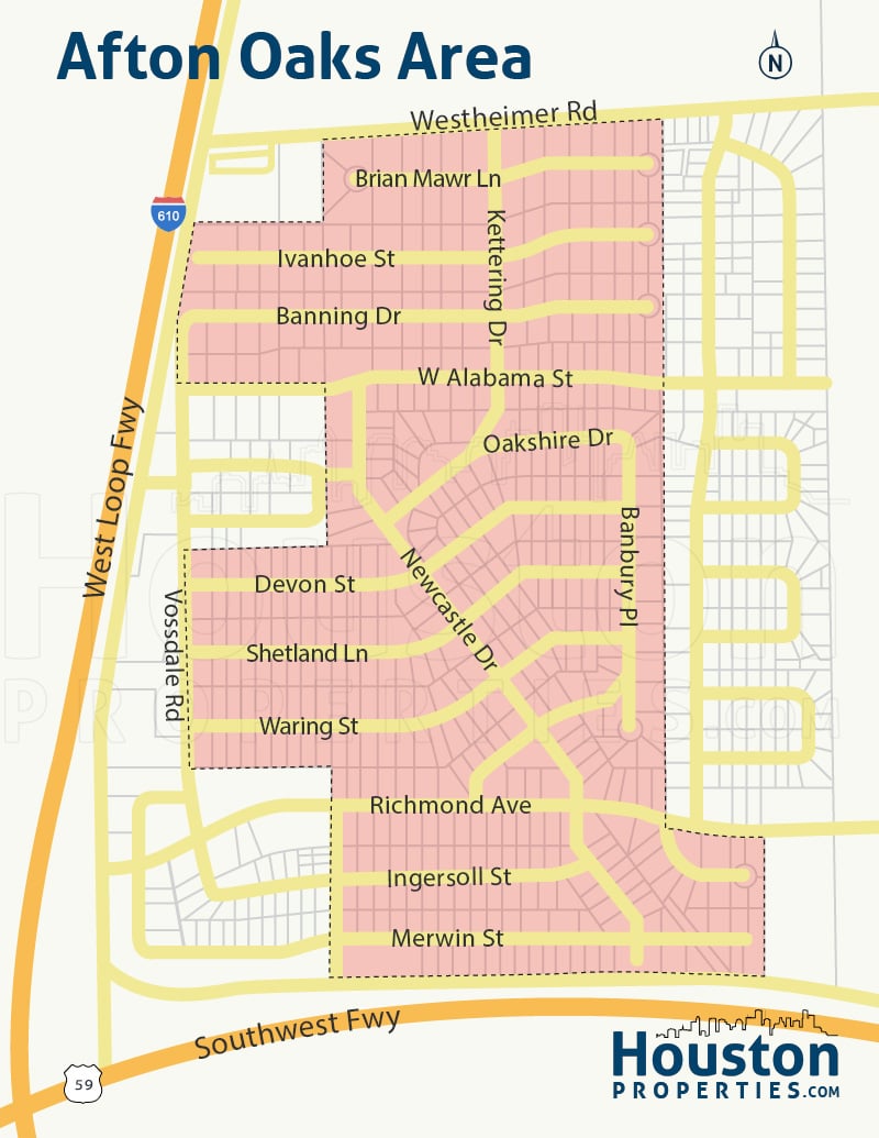 map of afton oaks homes in houston