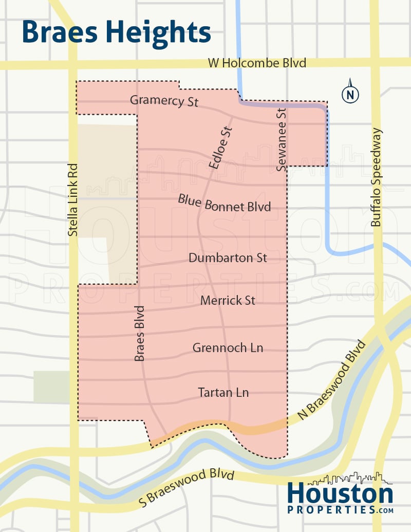 Braes Heights neighborhood map