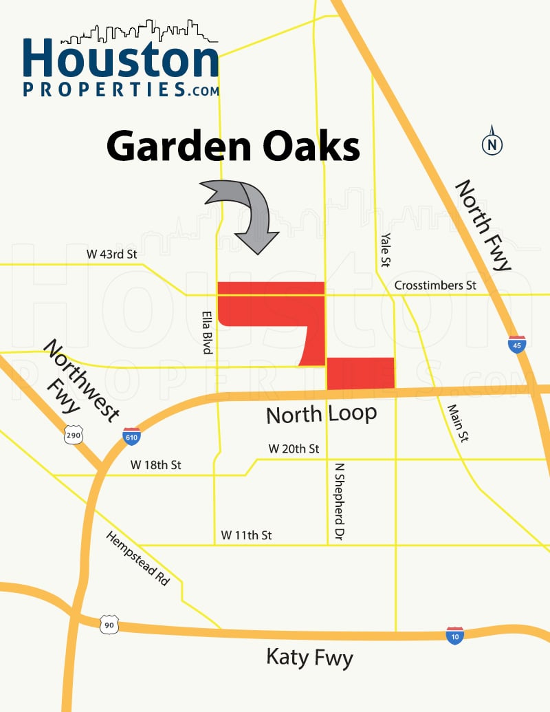 Garden Oaks Houston Map