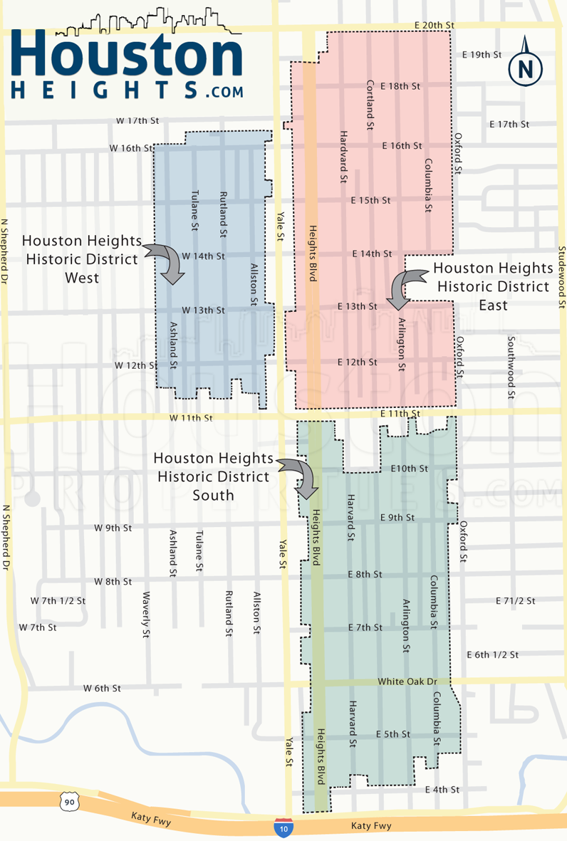 Houston Heights Map Four Fantastic New Houston Heights Maps   Houston Heights Historic Districts 