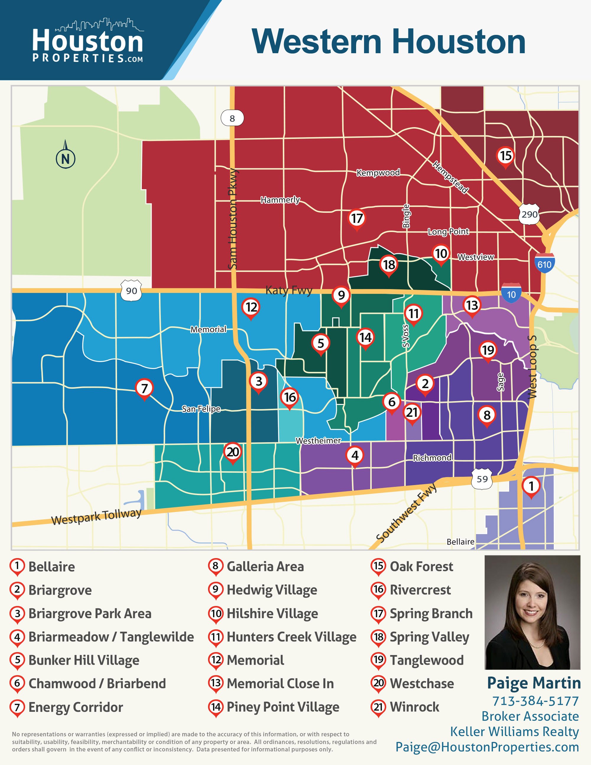 Western Houston neighborhoods map