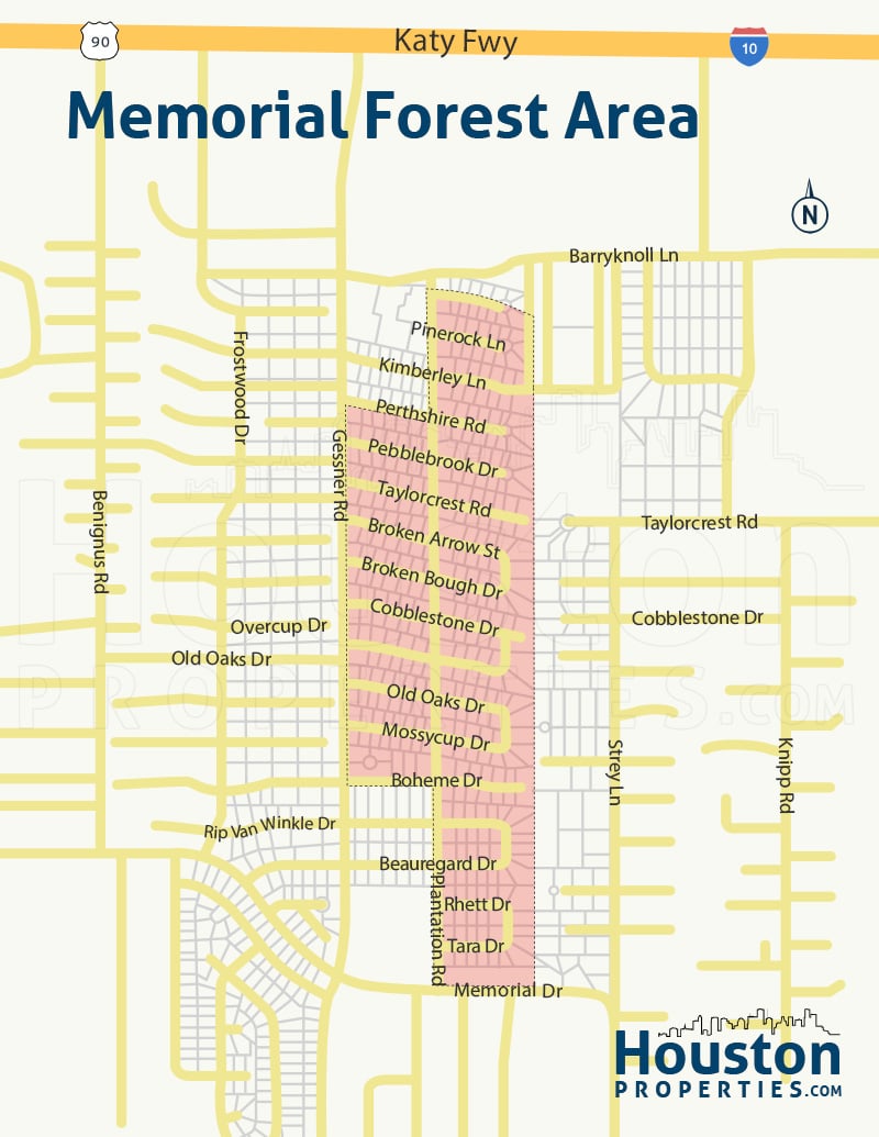 map of memorial forest homes in houston