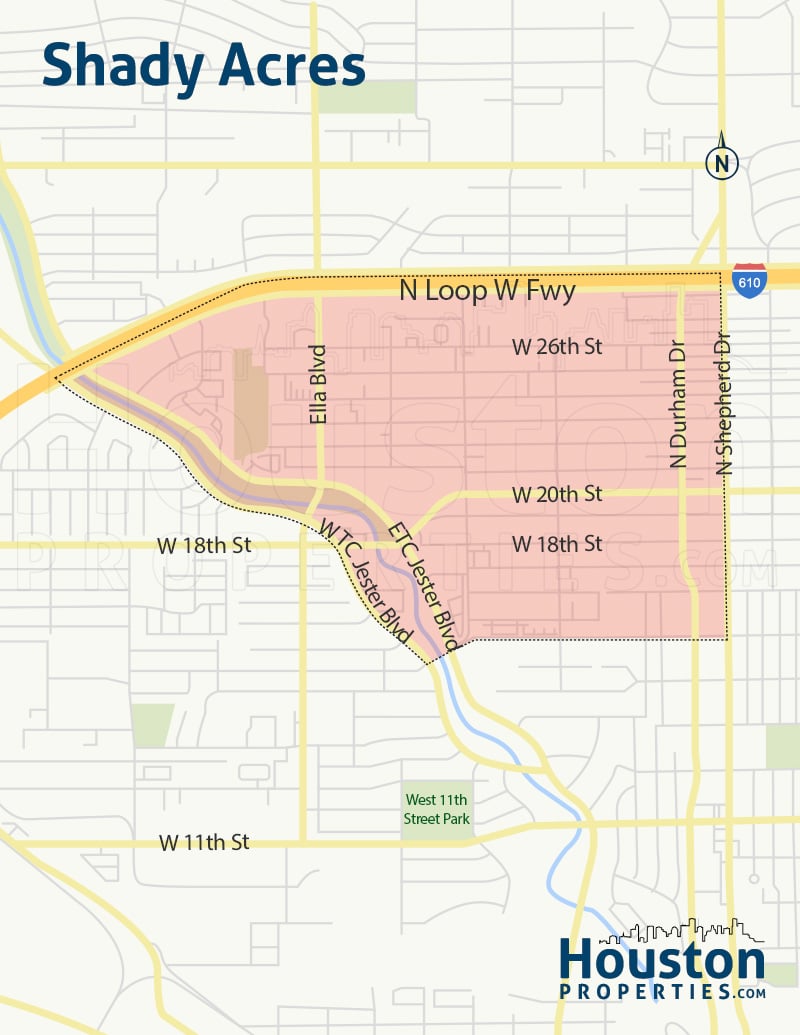 Shady Acres Houston Neighborhood Map