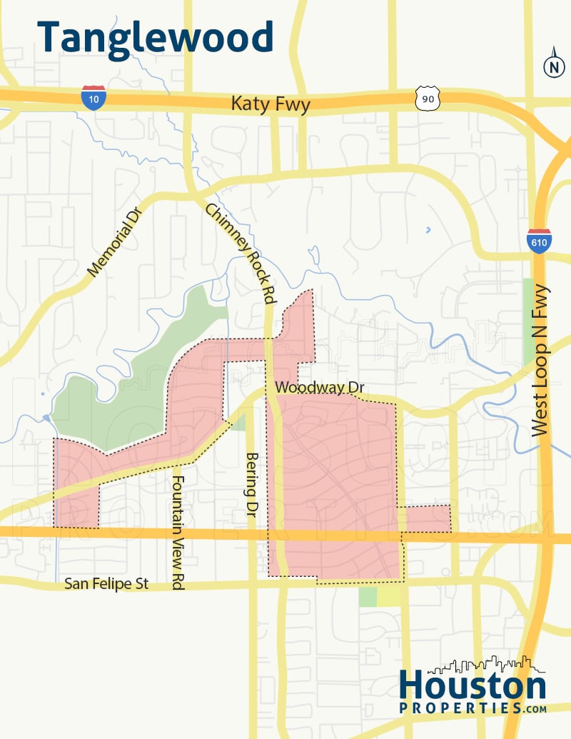 map of tanglewood homes in houston