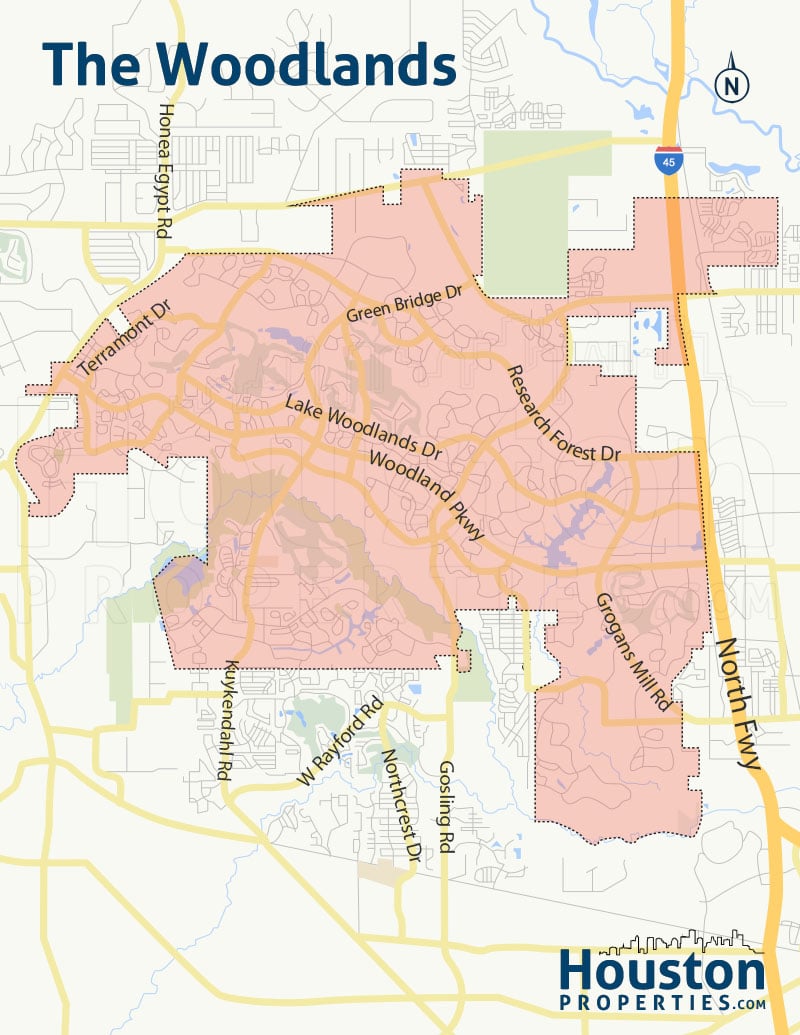 The Woodlands neighborhood map